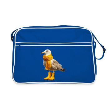 Albatross with rubber boots and scarf - Retro Bag - blue/white - Front