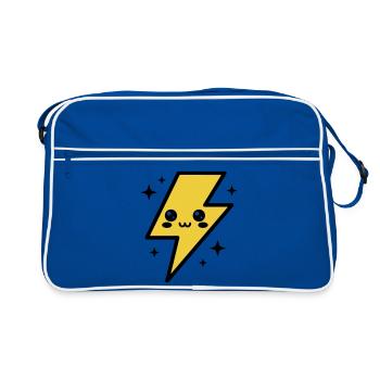 Éclair kawaii avec visage expressif - Sac Retro - bleu/blanc - Devant