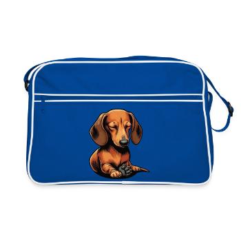 Dachshund, Dachshund Owner, Dachshund Lover, Dachshund - Retro Bag - blue/white - Front