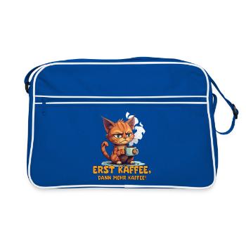 Dicton de café Grim Cat - Sac Retro - bleu/blanc - Devant