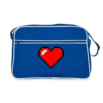 Pixelated red cheese on black background - Retro Bag - blue/white - Front