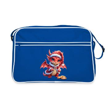 Dragon de Noël en peluche - Sac Retro - bleu/blanc - Devant