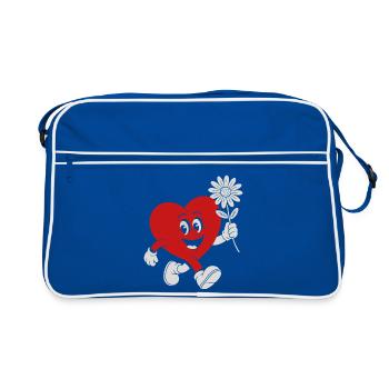 Herzheld mit Daisy - Retro Tasche - Blau/Weiß - Vorne