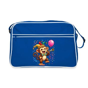 Singe de carnaval – Motif joyeux de carnaval - Sac Retro - bleu/blanc - Devant