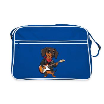 RockerDachshund avec EGitarre - Sac Retro - bleu/blanc - Devant