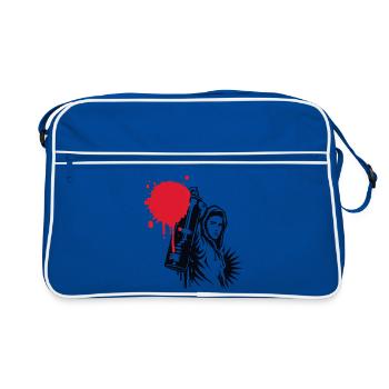 Pulvérisateur à graffiti avec bombe de peinture dans le style urbain - Sac Retro - bleu/blanc - Devant