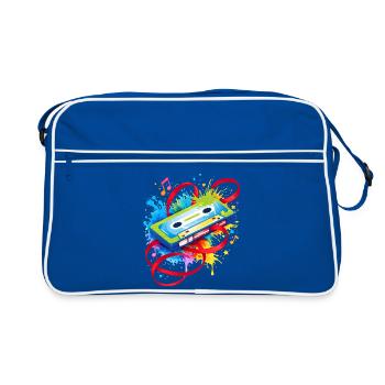 Bunte Musikkassette – Retro Graffiti - Retro Tasche - Blau/Weiß - Vorne