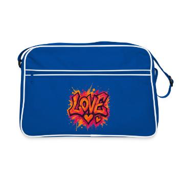 Love - Heart - Valentine's Day - Wedding - Retro Bag - blue/white - Front
