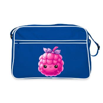 Kawaii Raspberry Cuddle Character - Retro Bag - blue/white - Front