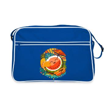 Illustration joyeuse de fruits tropicaux - Sac Retro - bleu/blanc - Devant