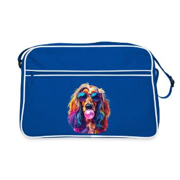 Lévrier afghan Pop Art avec chewing-gum - Sac Retro - bleu/blanc - Devant