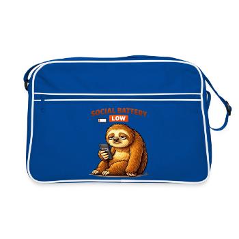 Sloth Social Battery Low - Retro Bag - blue/white - Front