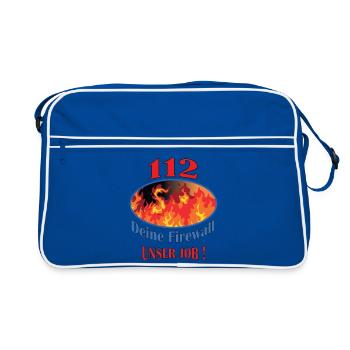 112 Deine Firewall Unser Job - Retro Tasche - Blau/Weiß - Vorne