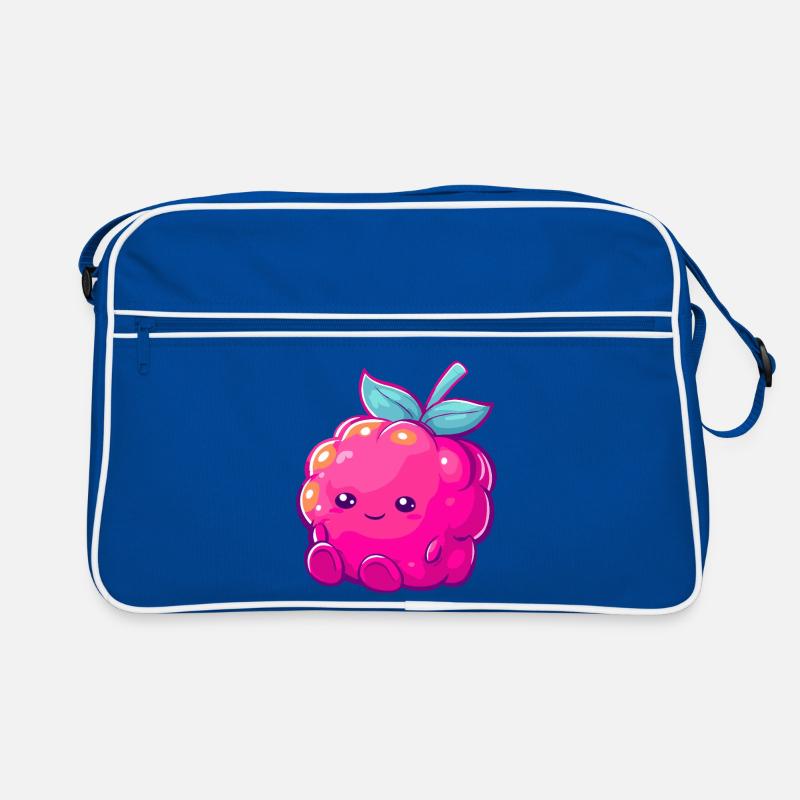 Cuddly raspberry kawaii fruit illustration Retro Bag