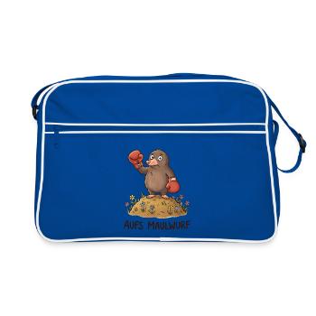 Aufs Maulwurf – Lustiges Boxer Wortspiel - Retro Tasche - Blau/Weiß - Vorne