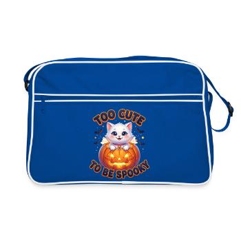 Too Cute To Be Spooky Cat - Retro Tasche - Blau/Weiß - Vorne