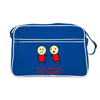 Beste Freunde Für Immer Duo - Retro Tasche - Blau/Weiß - Vorne