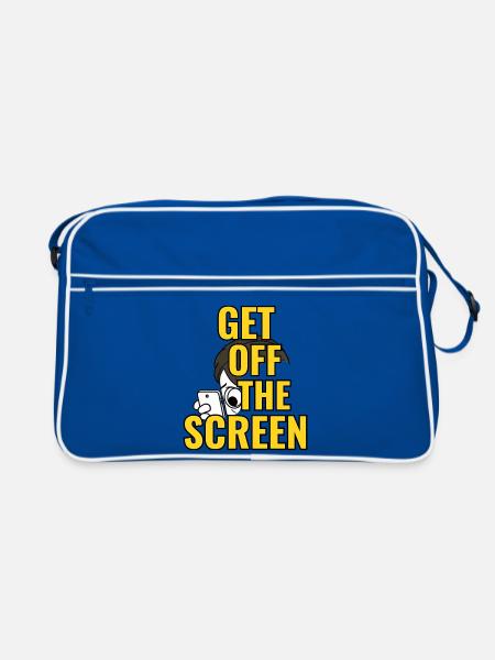 Runter vom Bildschirm - Retro Tasche - Blau/Weiß