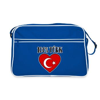 100 % turc Drapeau de la Turquie Coeur - Sac Retro - bleu/blanc - Devant