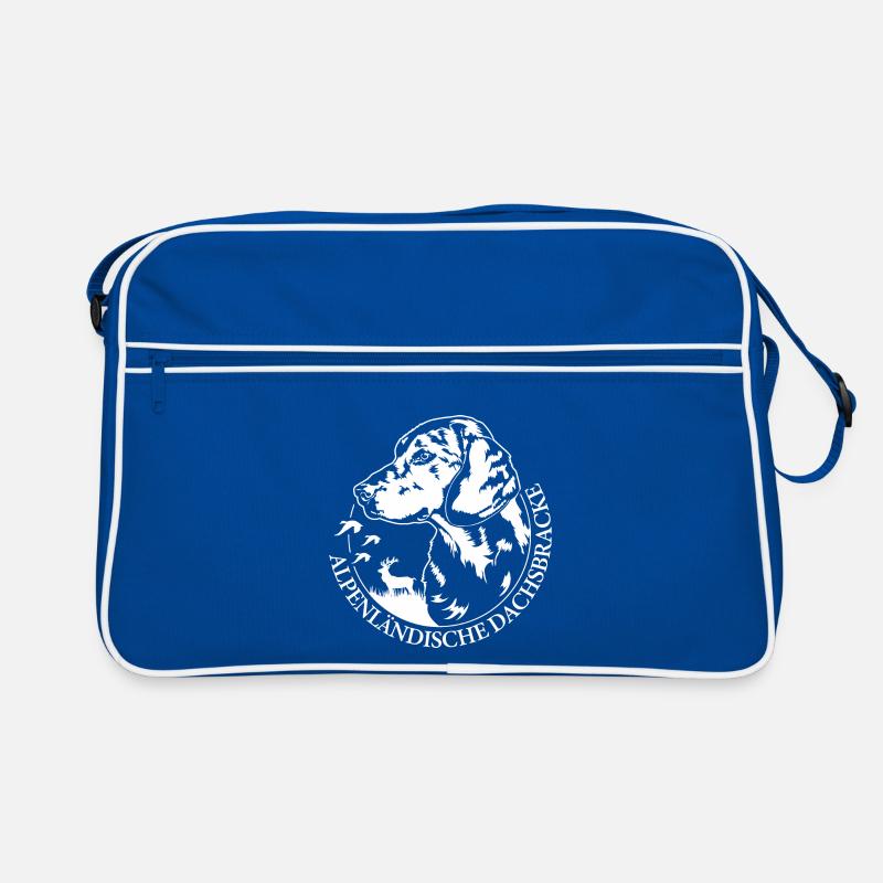 ALPENLÄNDISCHE DACHSBRACKE Hundeportrait Wilsigns - Retro Tasche - Blau/Weiß