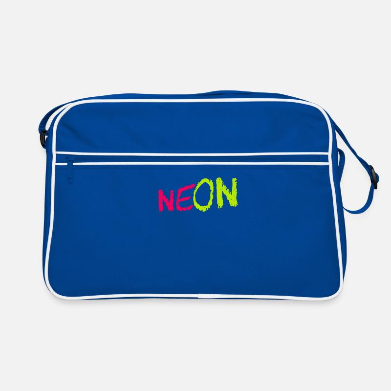 Neon Pink Grün Geschenk Idee Geburtstag - Retro Tasche - Blau/Weiß