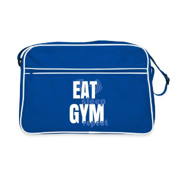 Sport Sportler Bodybuilder Fitnesstudio - Retro Tasche - Blau/Weiß - Vorne