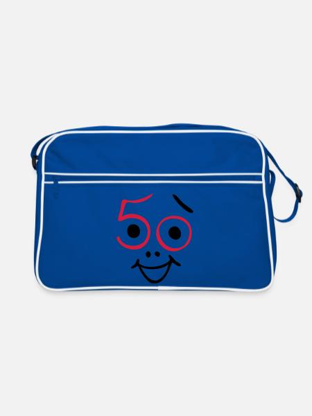 50 Jahre und noch frisch ! - Retro Tasche - Blau/Weiß - Vorne
