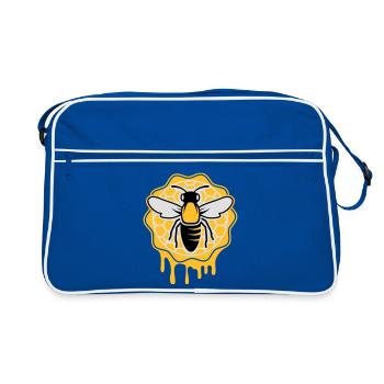 une abeille et nid d'abeille - Sac Retro - bleu/blanc - Devant