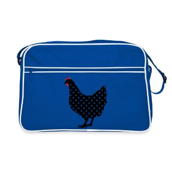 Chicken hen spotted - Retro Bag - blue/white - Front