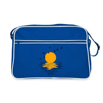 Wild Geese Cranes Spring - Retro Bag - blue/white - Front
