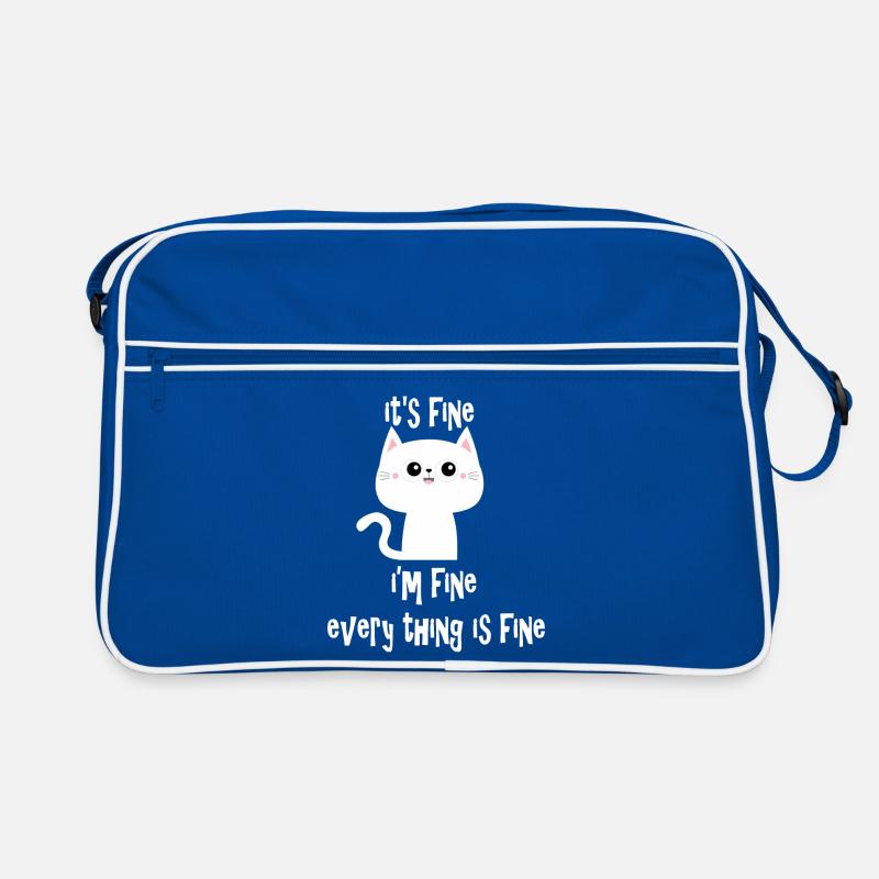 it's fine i'm fine every thing is fine cat v2 - Sac Retro - bleu/blanc