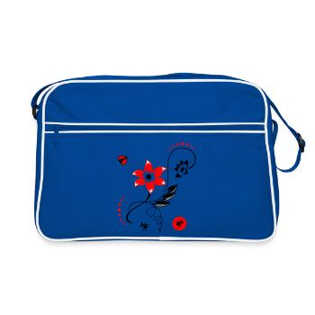 Summer flower with ladybug and ants - Retro Bag - blue/white - Front