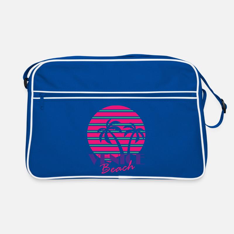 Venice Beach mit Palmen - Retro Tasche - Blau/Weiß