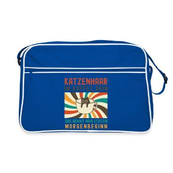 Poils de chat dans le café – Départ matinal humoristique - Sac Retro - bleu/blanc - Devant