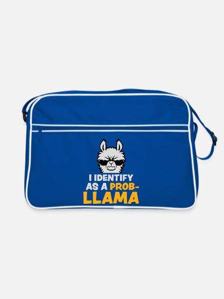 I Identify As A Probllama Cool Lama Problem Spruch - Retro Bag - blue/white - Front
