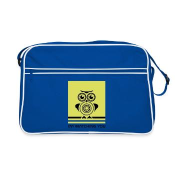 Geometric Owls Yellow Facet - Retro Bag - blue/white - Front