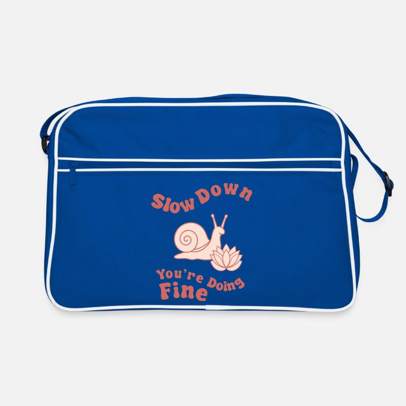 Langsamer: Du schaffst das. - Retro Tasche - Blau/Weiß