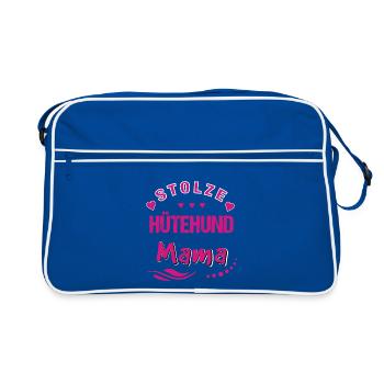 Stolze Hütehund Mama  - Retro Tasche - Blau/Weiß - Vorne