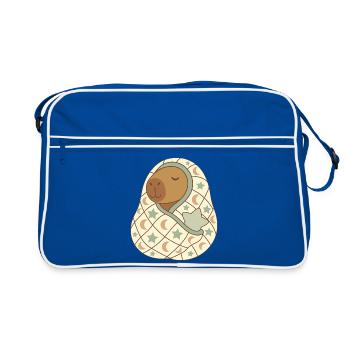 Sleeping Capybara in Blanket - Gift for Kids - Retro Bag - blue/white - Front