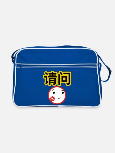 qingwen - Retro Tasche - Blau/Weiß
