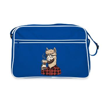 Kaffee Alpaka - Retro Tasche - Blau/Weiß - Vorne
