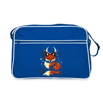 Mondfuchs im Sternenglanz - Retro Tasche - Blau/Weiß - Vorne