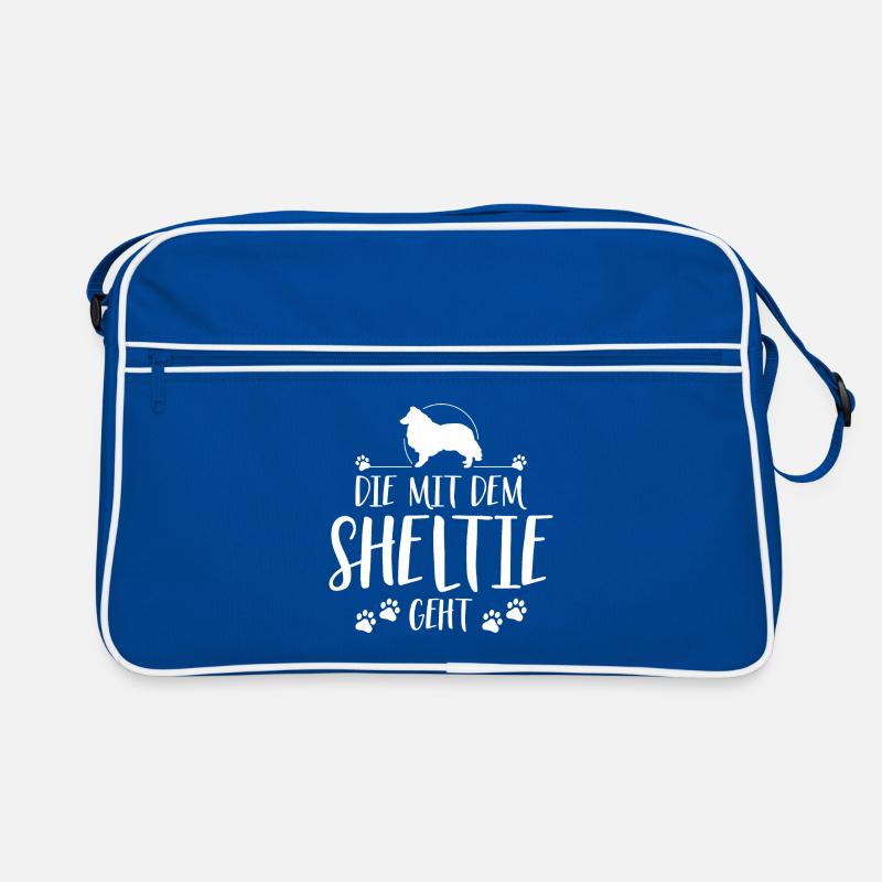 DIE MIT SHELTIE GEHT Hunde Spruch Wilsigns Retro Tasche