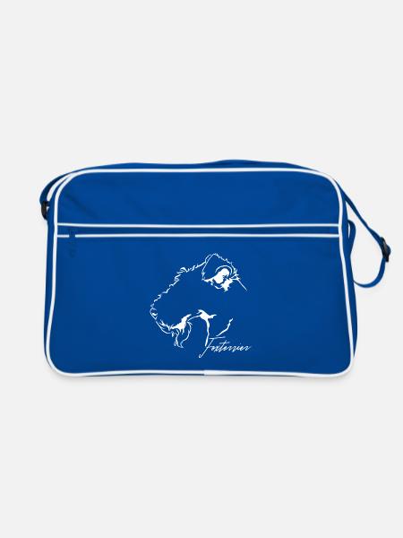 FOXTERRIER Profil Hunde Hund Wilsigns - Retro Tasche - Blau/Weiß - Vorne