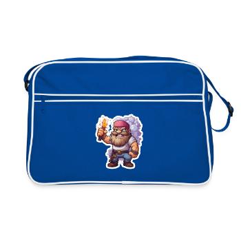 Nain Pixel avec une chemise de jeu de minage torche - Sac Retro - bleu/blanc - Devant