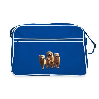 Golden Retriever Pack Parade - Retro Bag - blue/white - Front