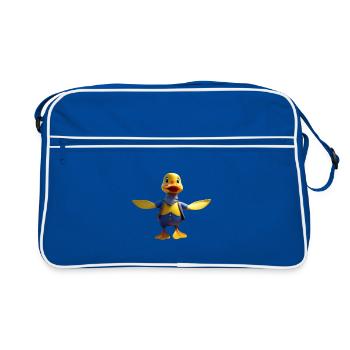 Dapper Duck in Scarf - Retro Bag - blue/white - Front