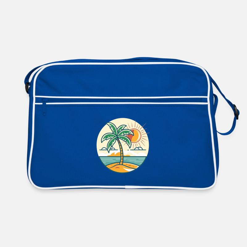 Island palm tree at sunset Retro Bag