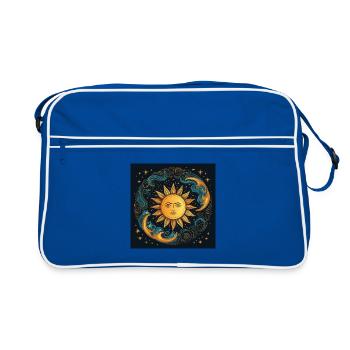 Solar Moon Cycle Cosmic Art - Retro Bag - blue/white - Front