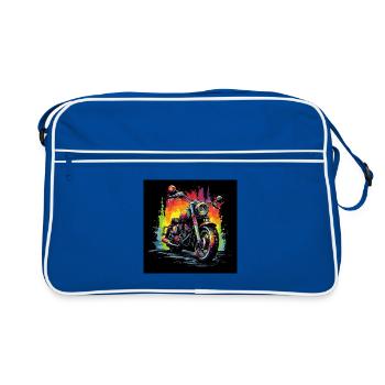 Éclaboussure de moto arc-en-ciel - Sac Retro - bleu/blanc - Devant
